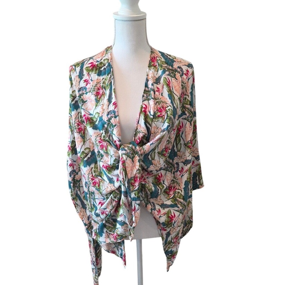 Do Everything In Love Tropical Floral Kimono Wrap Multicolor Beach Boho One Size
